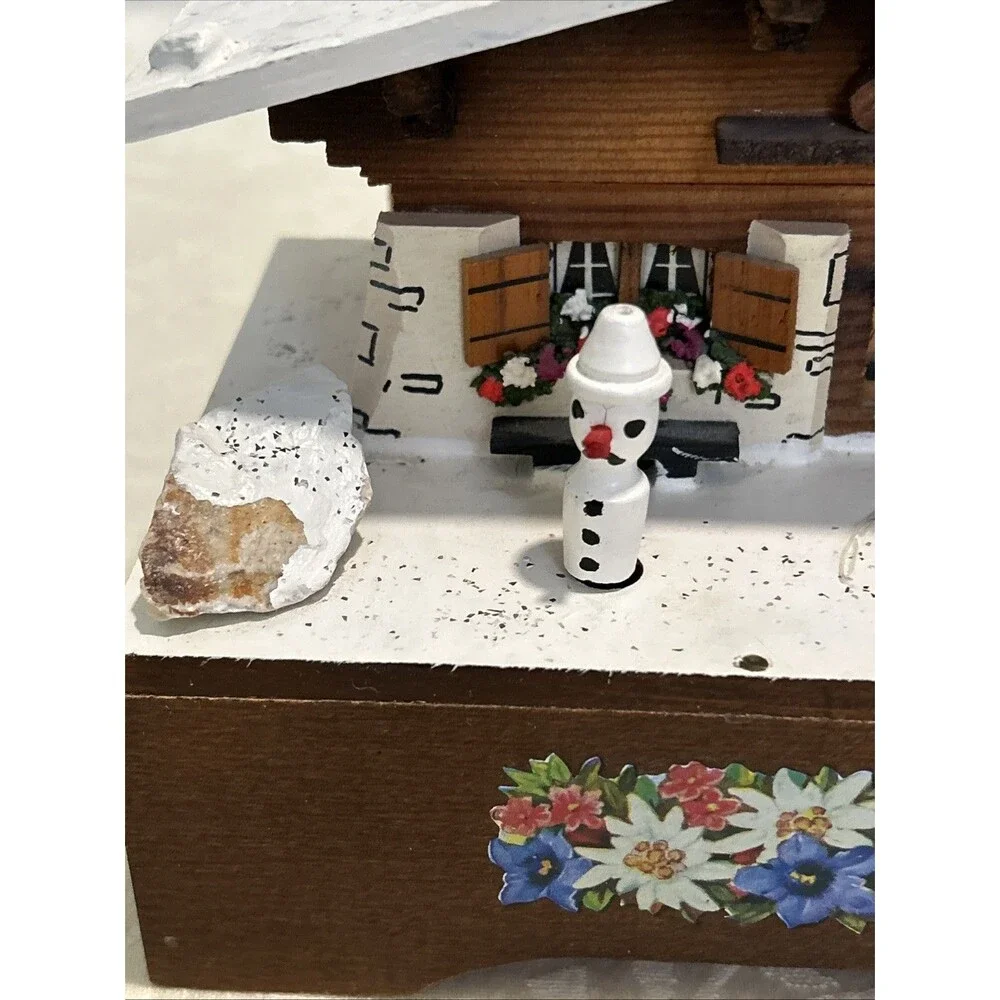 Vintage Cuendet Swiss Chalet Wooden Music Box - AS-IS / Repair Project